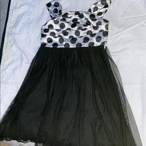 black and white polka dotted dress